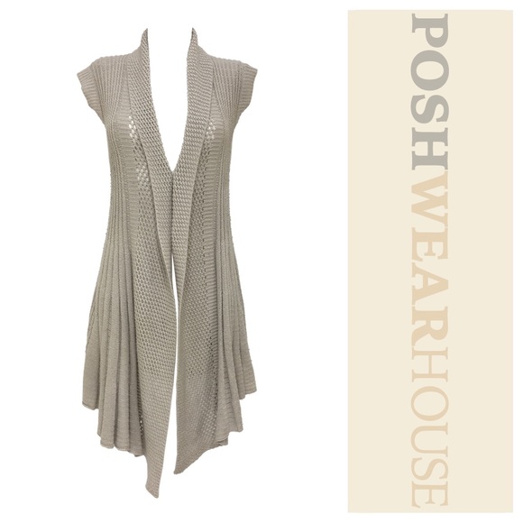 Taupe Sweaters - Taupe Sleeveless Knit Swing Cardigan Sweater Vest